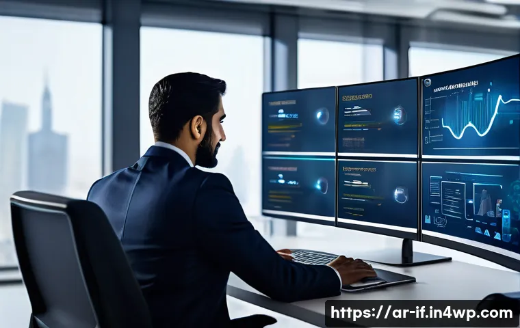 제로 트러스트 보안 모델의 중요성 - A modern office environment in a Middle Eastern corporate setting, featuring diverse professionals i...