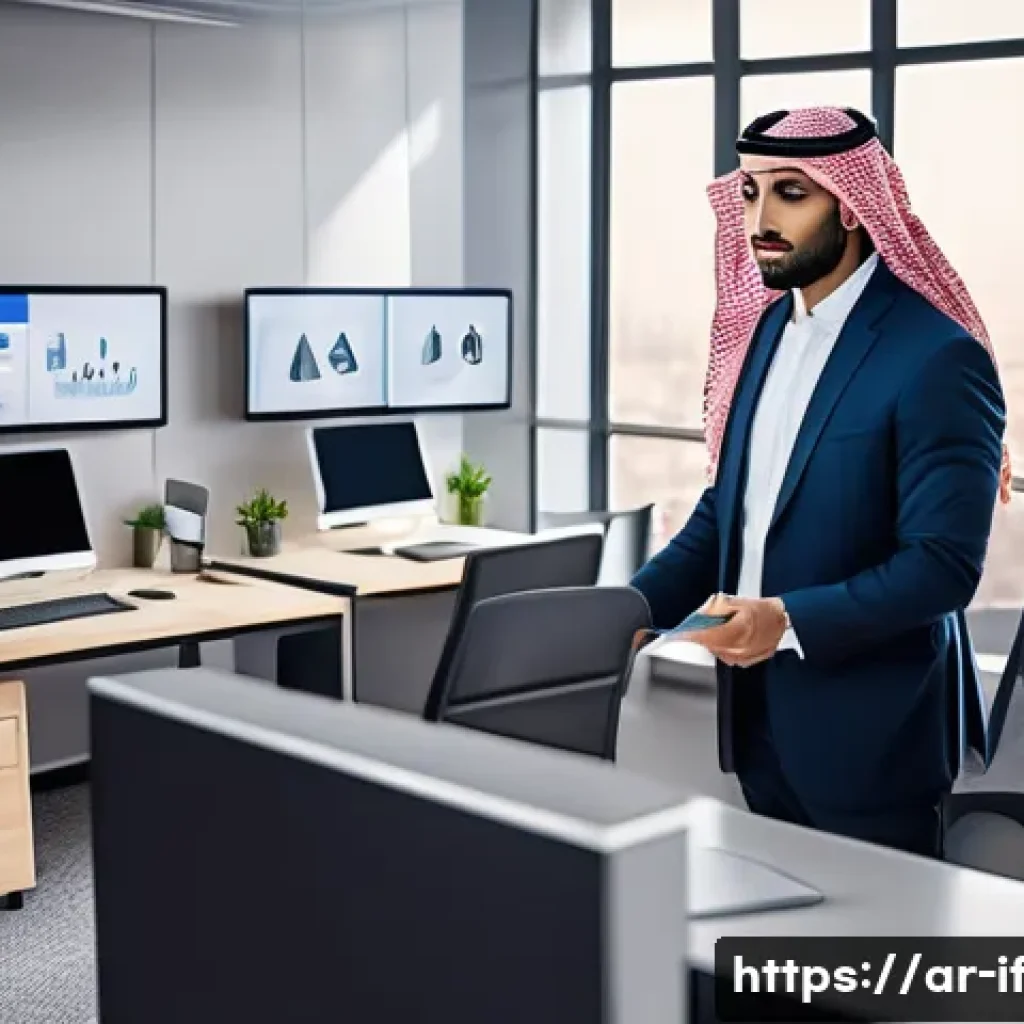 클라우드 보안과 포스트 패스워드 시대 - A modern Middle Eastern office environment with diverse Arab professionals using biometric security ...