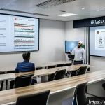 사이버 보안의 법적 요구사항 - A modern corporate training room in a Middle Eastern office setting, featuring diverse Arab employee...